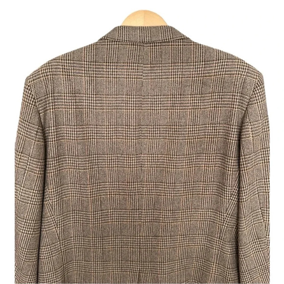 CRICKETEER Vintage Wool Camel Hair Houndstooth Plaid Blazer Sport Coat 46L - Picture 7 of 16